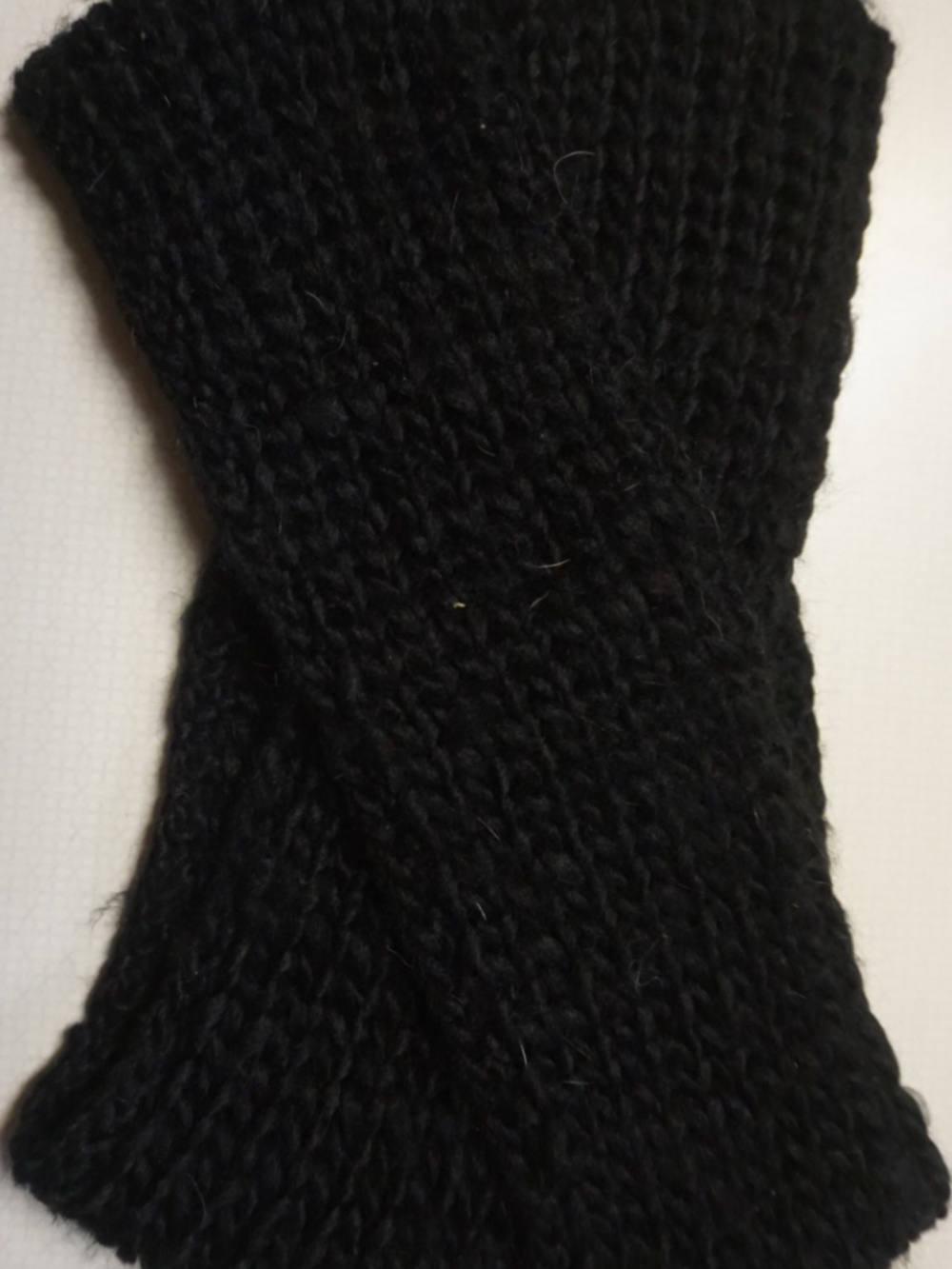 Black Chunky Knit Twist Headband Ear Warmer Turban Style